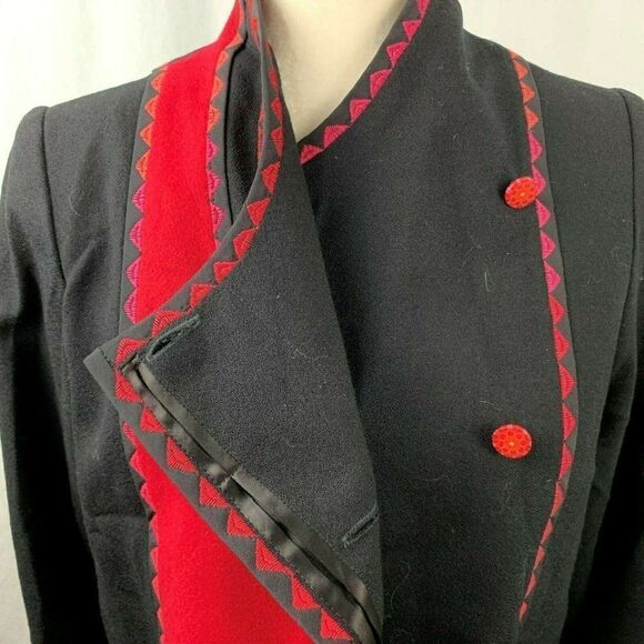 Sarmite Wearable Art Jacket Blazer S Black Red - Picture 3 of 5